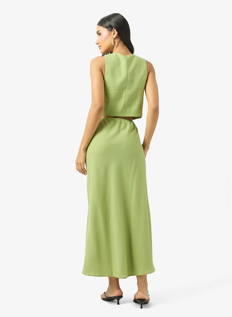 Ginger Tie Up Vest & A Line Skirt Coord Set - Image 2